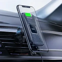 Тримач з бездротовою зарядкою HOCO CA75 Magnetic 15W 2 в 1 чорний - мініатюра 6
