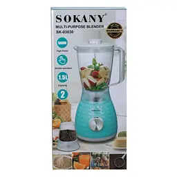 Блендер з чашей 1.5 літра Sokany SK-03030 з кавомолкою, бірюзовий Sokany SK-03030 - мініатюра 10