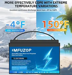 Акумулятор MFUZOP LiFePO4 12,8 V 100 Ah (2104618904) - мініатюра 3