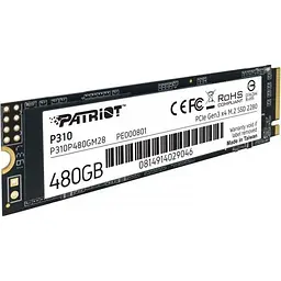 Накопичувач SSD Patriot P310 M.2 2280 NVMe PCIe 3.0 x4 3D TLC 480GB (P310P480GM28) - мініатюра 2