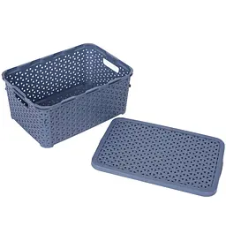 Кошик Diomedea з кришкою 34.5x24.5x15.5 см 10 л сіро-блакитний (К13-121)  - мініатюра 3