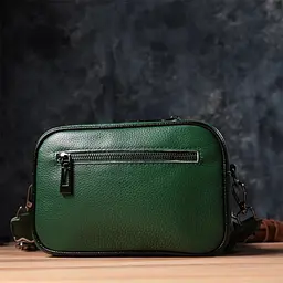 Сумка Vintage 22857 з натуральної шкіри 21х14х8 см Зелена - мініатюра 10