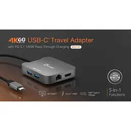Багатопортовий мультиадаптер J5create JCD3191-N, USB Type-C 5-в-1 білий - мініатюра 11