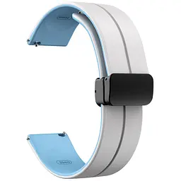 Силіконовий ремінець Classy для Smart Watch 20mm White / Blue - мініатюра 2