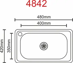 Кухонна мийка Platinum 4842 з нержавіючої сталі 0.6 мм прямокутна 48x42 см сатин (SP000016242) - мініатюра 6
