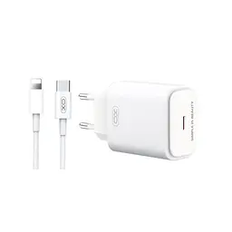 Мережевий зарядний пристрій XO L90B EU PD20W Light fast home charger with Lightning cable Білий - мініатюра 5