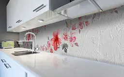 Кухонний фартух Гібіскус Штукатурка вінілова квіти для кухні 65х250 см Текстури Рожевий Happy Pocket Z184451 - мініатюра 5