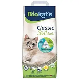 Наповнювач Biokats Classic Fresh 3in1 для котячого туалету бентонітовий 10 л