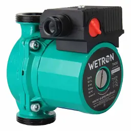 Насос циркуляційний 75Вт Hmax 4м Qmax 45л/хв Ø1½" 130мм зел + гайки Ø1" WETRON (774313)