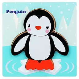 Дерев’яний пазл для дітей Пінгвін Penguin 15×15 см розвиваюча іграшка дитячий пазл сортер тварини для малюків