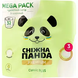 Туалетний папір Сніжна панда Premium Classic Plus 32 рулони - мініатюра 2