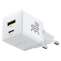 МЗП Baseus Palm Fast Charger 30W (1USB-A/1C) (P1011160A) Moon White - мініатюра 4