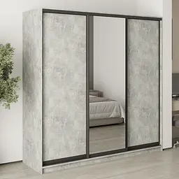 Шафа-купе тридверна MebelStar Стандарт BG 2ДСП/Дзеркало 210x60x210 см Бетон (MBS-8385)