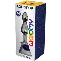 Металева анальна пробка Wooomy Lollypop Double Ball Metal Plug Blue M діаметр 3.1 довжина 9.4 см - мініатюра 3