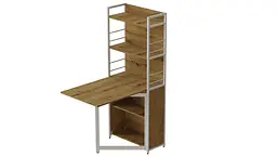 Стіл книжка з етажеркою Практик 2 Ferrum-decor 1555x640x990 Білий метал ДСП Дуб Артізан 16 мм (FRD-104637) - мініатюра 4