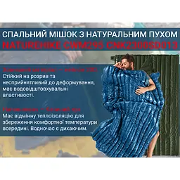 Спальний мішок з натуральним пухом Naturehike CWM295 CNK2300SD013, блакитний - мініатюра 2