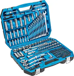 Набір інструментів Hoegert 1/2", 1/4", 3/8" в кейсі 222 шт