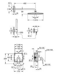 Душова система прихованого монтажу Grohe Eurocube 25238000, Хром - мініатюра 2
