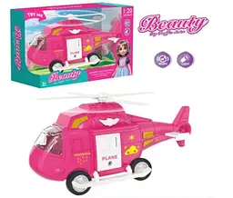 Іграшковий вертоліт для ляльок Toy Traffic Jam рожевий зі світловими ефектами (661-01H)