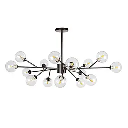 Люстра стельова Levistella 7529806-15 BK+CL, G9, 15 плафонів, діаметр 1000 мм, чорний метал + скло, сучасний стиль для дому