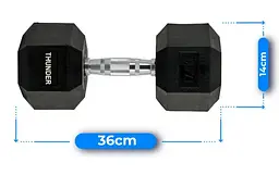 Гантель шестигранна Thunder 17,5 кг (HEXAGONAL-DUMBBELLS-17,5K) - мініатюра 3
