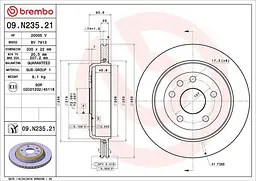 Диск тормозной вентилируемый Jeep Grand Cherokee IV, Dodge Durango 10-25г Brembo ( 09.N235.21 )