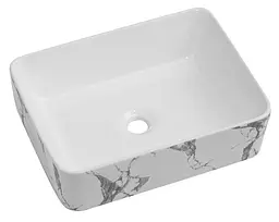 Раковина накладна Qtap Tern Marble, прямокутна, з донним клапаном QT17116069MR - мініатюра 1