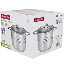 Каструля з кришкою Kamille KM-5403 8.5 л 24 см срібляста - мініатюра 7