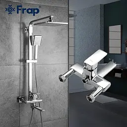 Душова система Frap F2460, поворотний вилив - перемикач на лійку/душ, 1 режим, хром - мініатюра 3