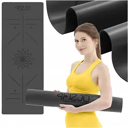 Килимок (мат) спортивний 4FIZJO PU 183 x 68 x 0.4 см для йоги та фітнесу 4FJ0587 Black (P-5907739319531)