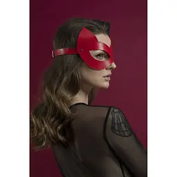 Маска кішечки Feral Feelings - Kitten Mask, натуральна шкіра, червона - мініатюра 3