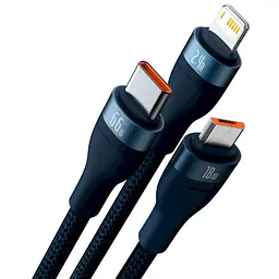 Кабель Baseus Flash Series Ⅱ 3-in-1 Cable USB to MicroUSB+Lightning+Type-C 66W 1.2m CASS040003 Blue - мініатюра 2