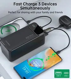 УМБ Choetech 50000mAh, 22,5W PD QC3.0, USB-C In/out, 2xUSB-A Li-pol чорна (B732-ACBK)