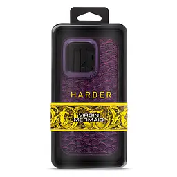 Кожаный чехол для Apple iPhone 14 Pro, Harder Virgin Mermaid, фиолетовый, термополиуретан ТПУ + экокожа с морской чешуйчатой текстурой, панель, защита корпуса, противоударный, микрофибра, рамка вокруг камеры, защита всего корпуса, (ARM76826) - мініатюра 3