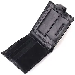 Чоловічий гаманець з натуральної гладкої шкіри у два додавання ST Leather 19409 чорний - мініатюра 5