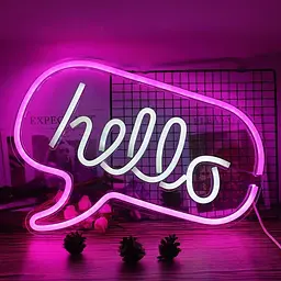 Нічник неоновий Hello на батарейках рожевий (141417) - мініатюра 5