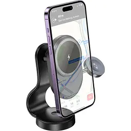 Автотримач із бездротовою зарядкою Hoco HW28 Excelso 2-in-1 Black/Gray (630566) [151327] - мініатюра 4