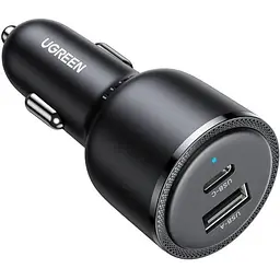 Автозарядка 2xUSB 63W (USB-C+USB-A) QC 3.0 Чорна (EC701) UGREEN (35023)