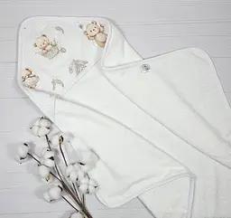 Дитячий рушничок-куточок 80х80 a.l.babybox Ведмедикова казка Білий - мініатюра 3