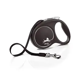 Рулетка Flexi Black Design для собак стрічка розмір L 5 м чорна