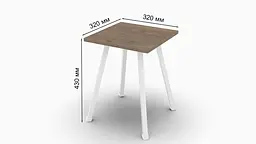 Табурет Ferrum-decor 430x320x320 Білий метал ДСП Дуб Сонома Трюфель 16 мм (FRD-104644) - мініатюра 3