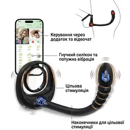 Кільце ерекційне силіконове для відтермінування еякуляції з вібрацією 9 режимів 35 мм Чорне - мініатюра 4
