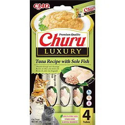 Ласощі для котів Inaba Churu Luxury вершковий мус в стіках тунець/морськ. язик 14 г 12 шт.