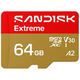Карта пам'яті SanDisk 64GB microSDXC C10 UHS-I U3 A2 V30 R170/W80MB/s Extreme GO (SDSQXGN-064G-GN6MN) - мініатюра 1