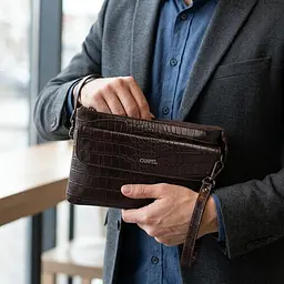 Елегантний клатч для чоловіків із натуральної фактурної шкіри Canpellini 21547 коричневий - мініатюра 2