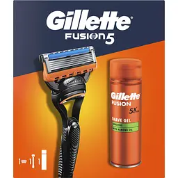 Подарунковий набір: Станок для гоління чоловічий Gillette Fusion5 з 1 змінним картриджем + Гель для гоління Gillette Fusion5 для чутливої шкіри 200 мл - мініатюра 2