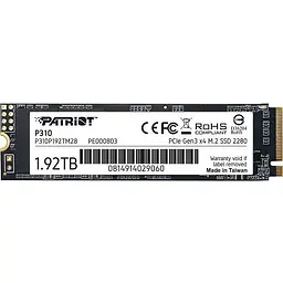 SSD накопичувач PATRIOT P310 1.92T SSD NVMe PCIe Gen3x4 M.2 2280 P310P192TM28