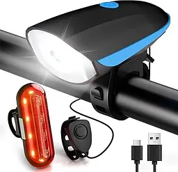 Велофари Gobikey USB із сигналізацією 120 дБ, передня та задня