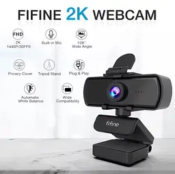 Веб камера 2K Fifine K420 для комп'ютера з мікрофоном і штативом триногою - мініатюра 3