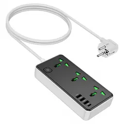 Мережевий зарядний пристрій подовжувач HOCO AC7A STORM 3 USB/Type-C 3 розетки 1.5m Чорний